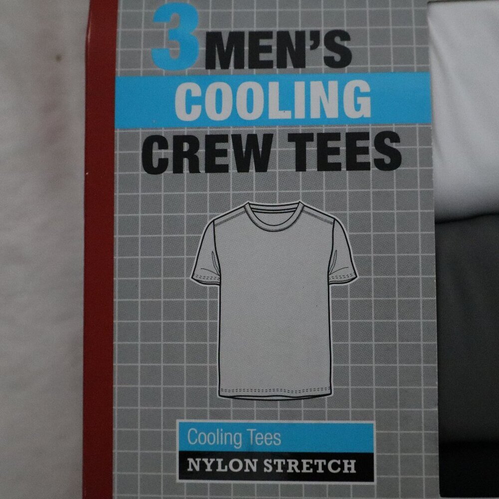 Wrangler Workwear Mens 3 CT Cooling Crew Tees Nylon Stretch M Black white gray